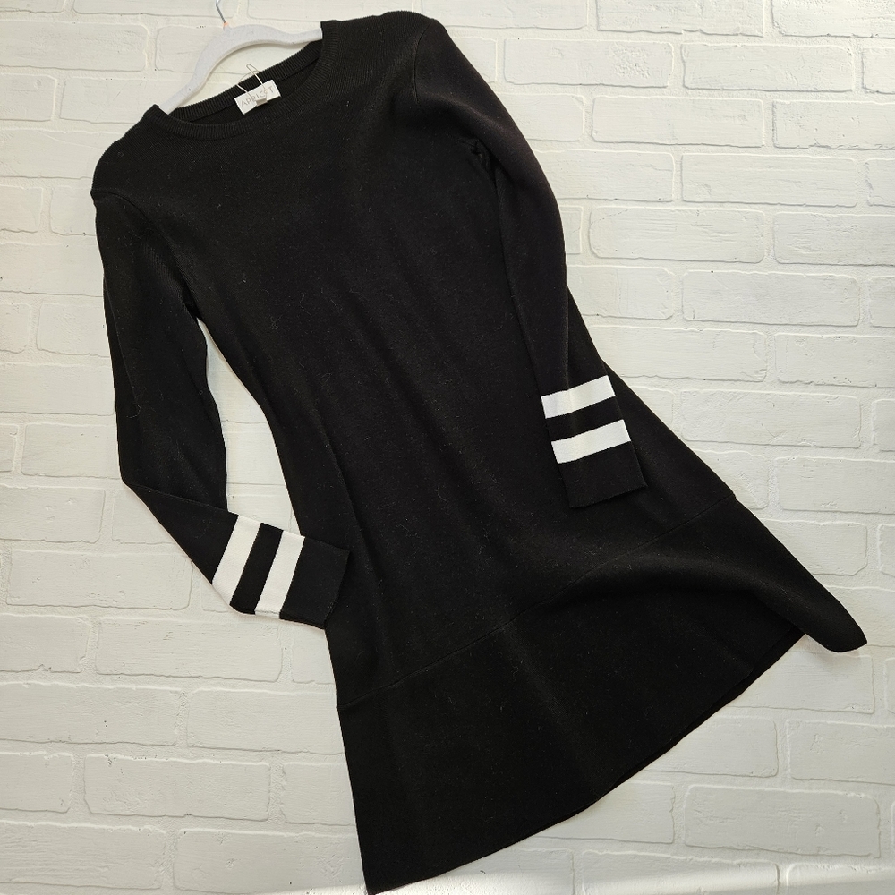 Stripe Cuff Fit And Flare Dress
